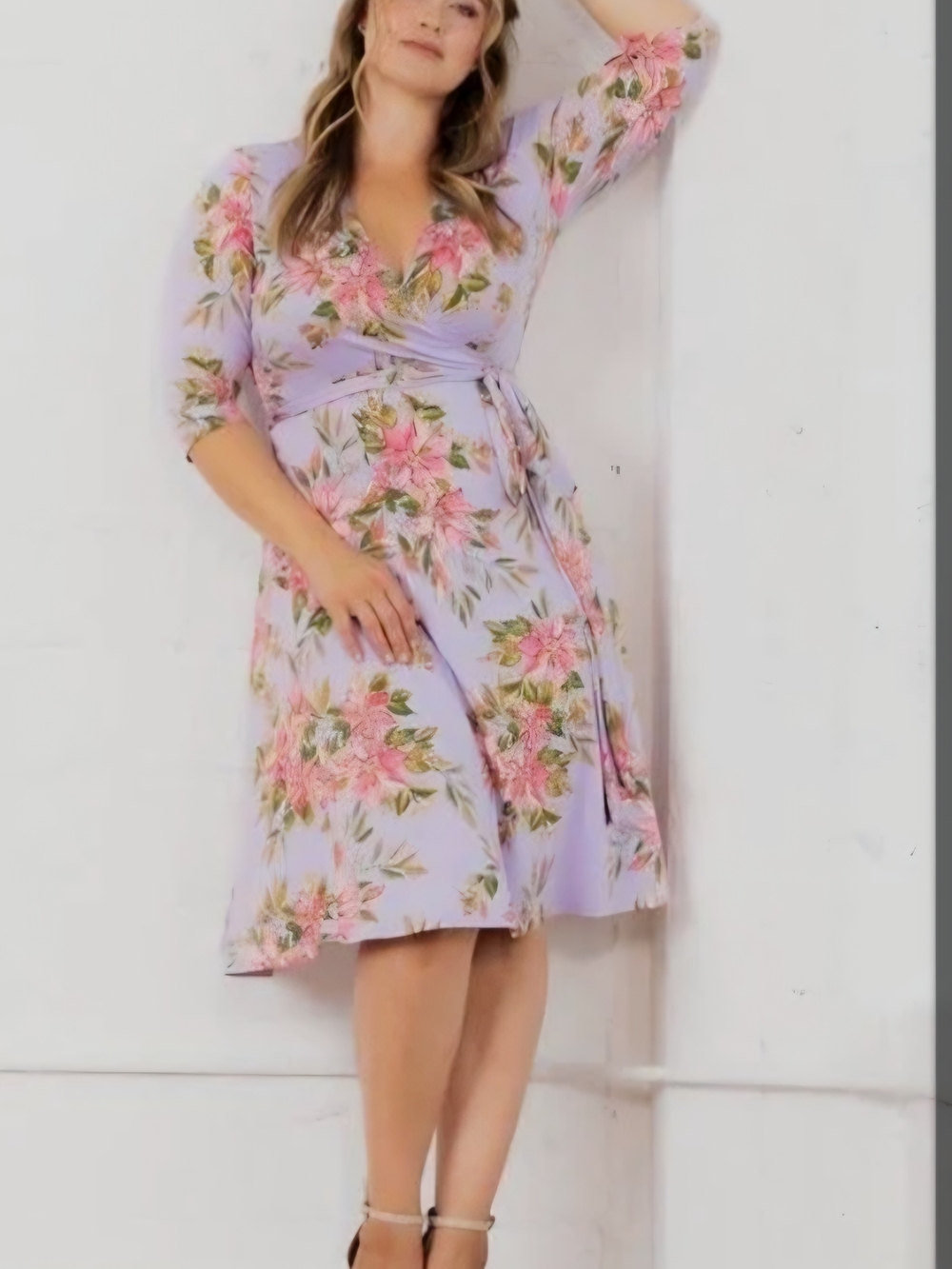 Kiyonna Plus Size Lavender Floral Wrap Dress NWT 1X